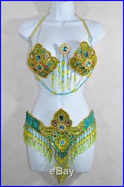 Samba Bra Bikini BELLY DANCE LUX carnival +string CABARET Brazilian COSTUME