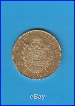 Second Empire 100 Francs or tête nue Napoléon III 1858 A Paris Gold coin
