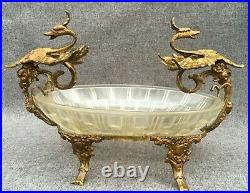Small antique french Napoleon III bowl cup 19th century gilded bronze chimeras