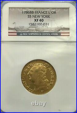 Ss New York 1786 Bb France Gold L'or Ngc Xf40 Shipwreck Recovery Coin