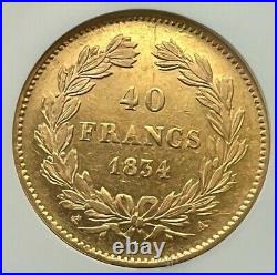 Ss New York 1834a France Gold 40 Francs Ngc Xf40 Shipwreck Recovery Coin