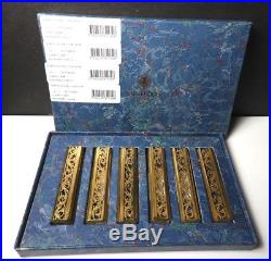 St Louis Crystal France THISTLE Gold Knife Rests, Set of 6, Mint with Box