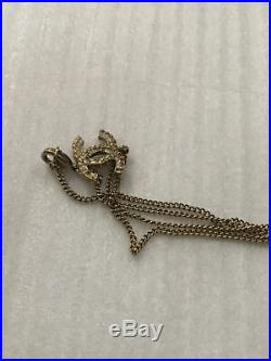 Stunning CHANEL Gold Crystal 3D CC Crystal Rhinestones Chain Strand Necklace