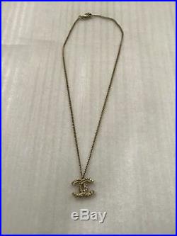 Stunning CHANEL Gold Crystal 3D CC Crystal Rhinestones Chain Strand Necklace
