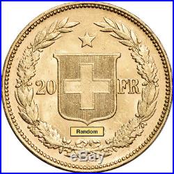 Swiss Gold 20 Francs. 1867 oz Confoederatio AU Random Date