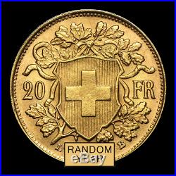 Swiss Gold 20 Francs Helvetia AU Random Date