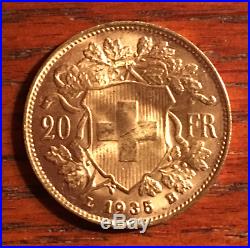 Swiss Gold Coin 20 Francs Helvetia AU 1935