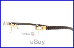 TAG Heuer L-TYPE Rx Prescription Eyeglasses Gold Brown Calfskin 0152 003
