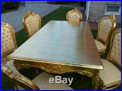 Table Baroque Style Table + 6 Chairs Gold #mb8