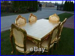 Table Baroque Style Table + 6 Chairs Gold #mb8