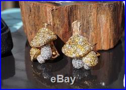 Tiffany & Co. Diamond, 18kt Gold & Platinum Mushroom Earrings, France, 6 Cts +