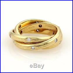 Tiffany & Co. France Diamonds 18k Gold 3 Interlaced 5.5mm Band Ring Size 6.5