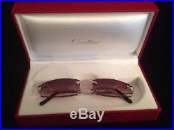 VINTAGE CARTIER RIMLESS BROWN GRADIENT LENS SUNGLASSES MADE IN FRANCE WithBOXES