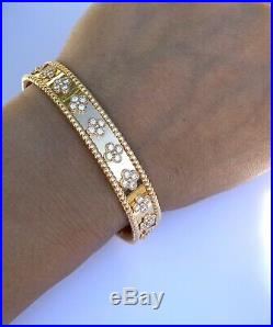 Van Cleef & Arpels 18K Rose Gold Perlee Diamond Bangle Bracelet