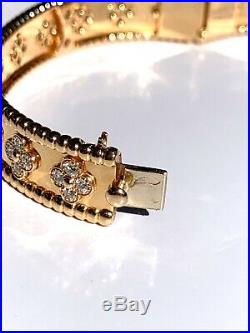 Van Cleef & Arpels 18K Rose Gold Perlee Diamond Bangle Bracelet