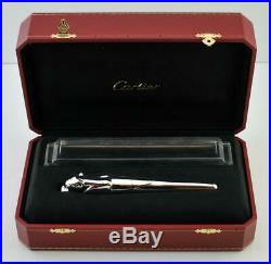 Very Rare Cartier Exceptional Panthere Solid Silver Fountain Pen 18k Gold M Nib