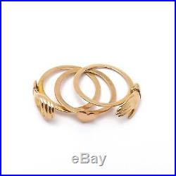 Victorian 18k Gold Claddagh Fede Gimmel Secret Heart Hands Wedding Band Ring