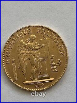 Vintage 1897 Gold Coin, France, Génie, 20 Francs- mint