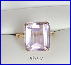 Vintage 18k Yellow Gold Rose De France Amethyst Ring Size 7.75