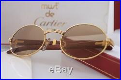 Vintage 90s Cartier GIVERNY Wood Bubinga Sunglasses Occhiali Original lens NOS
