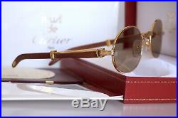 Vintage 90s Cartier GIVERNY Wood Bubinga Sunglasses Occhiali Original lens NOS
