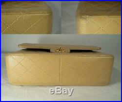 Vintage CHANEL 1986-88 Medium Beige Caviar Leather Timeless Classic Flap Bag