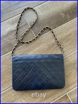 Vintage CHANEL Navy and Gold Wallet on Chain