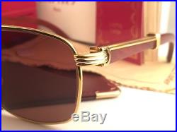 Vintage Cartier Amboise Precious Wood & Gold 58mm 18 Sunglasses France 18k