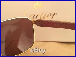 Vintage Cartier Amboise Precious Wood & Gold 58mm 18 Sunglasses France 18k