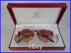 Vintage Cartier Aurore Jaspe Gold Sunglasses Brown France 18k Gold France 1991