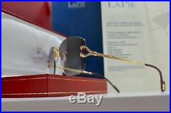 Vintage Cartier C DECOR DIAMOND ct. 0.50 RIMLESS Sunglasses Occhiali Lunette NOS