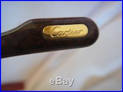 Vintage Cartier Cabriolet Round Brown Big 52 Sunglasses 18k Gold France 1990's