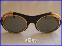 Vintage Cartier Diabolo Gold 53mm Black 24k Sunglasses 18k Gold France