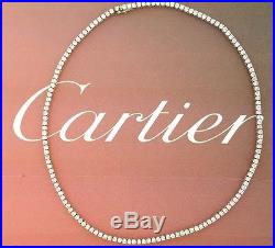 Vintage Cartier France 18K White Gold 8.5cts Diamond Tennis Line Neckalce