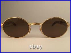Vintage Cartier Giverny 18k Gold & Wood 51/20 Full Set Brown Lens Sunglasses