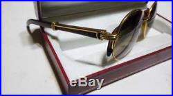 Vintage Cartier Giverny Gold & Wood 52mm Brown Lens France Sunglasses