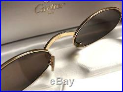 Vintage Cartier Giverny Gold & Wood 53/20 Full Set Brown Lens France Sunglasses