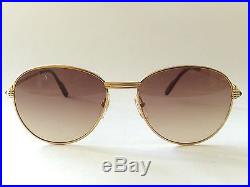 Vintage Cartier Louis 2x Sapphire 55mm Sunglasses 18k Heavy Gold Plated France