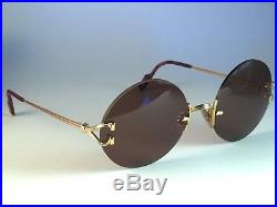 Vintage Cartier Madison Round Gold 50mm Special Edition France Sunglasses