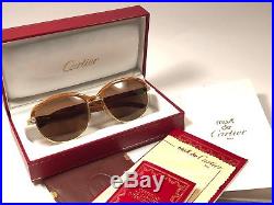 Vintage Cartier Malmaison Bubinga Precious Light Wood 54mm Sunglasses France 18k