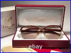 Vintage Cartier Malmaison Bubinga Precious Wood 56mm Sunglasses France 18k