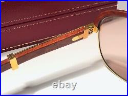 Vintage Cartier Malmaison Bubinga Precious Wood 56mm Sunglasses France 18k