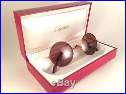 Vintage Cartier Mayfair Half Frame 45mm Brown Lenses Sunglasses France 18k