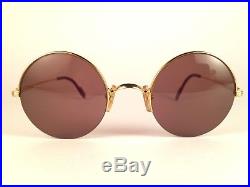 Vintage Cartier Mayfair Half Frame 45mm Brown Lenses Sunglasses France 18k