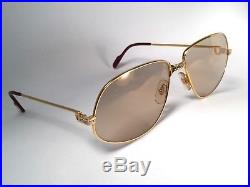 Vintage Cartier Panthere 63mm Large Sunglasses France 18k Gold Heavy Plated