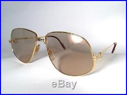 Vintage Cartier Panthere 63mm Large Sunglasses France 18k Gold Heavy Plated