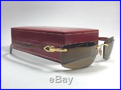 Vintage Cartier Rimless Precious Wood Motif C Decor Sunglasses France 18k