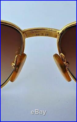 Vintage Cartier Romance Vendome Louis Sunglasses 56-16mm France, Gold, Fullset