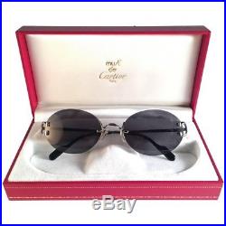 Vintage Cartier Scala Oval Platine 55mm Grey G15 Lenses France Sunglasses