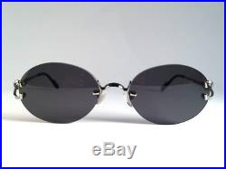 Vintage Cartier Scala Oval Platine 55mm Grey G15 Lenses France Sunglasses